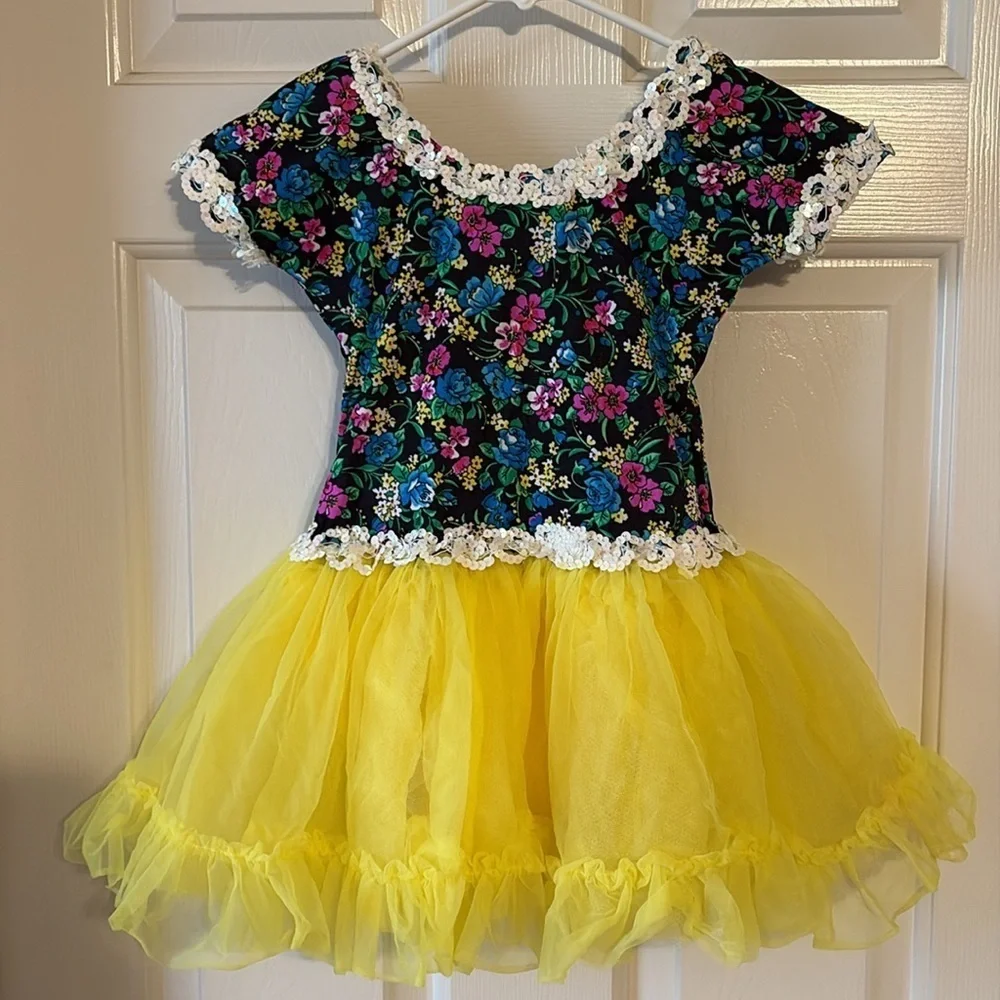 Floral Yellow Ballerina Dress for Kids